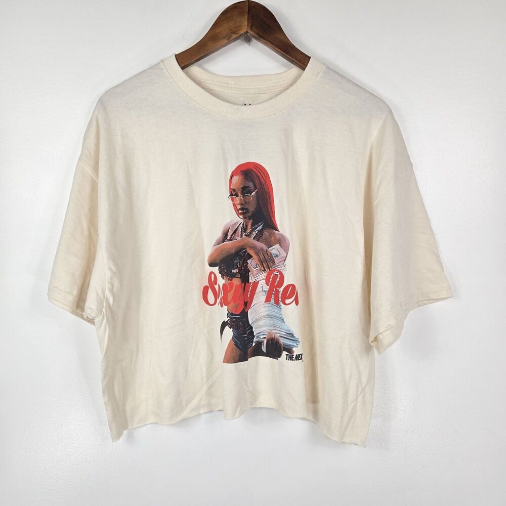 Legends Apparel Sexy Red Women's 1X Ivory Speckled Crop Top Short Sleeve Hip Hop